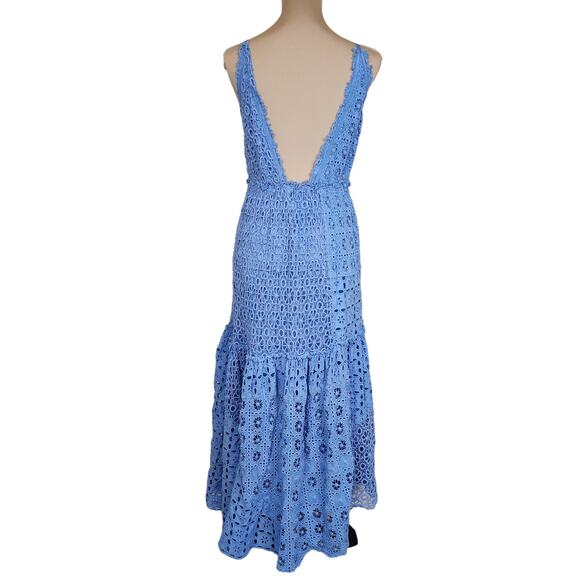 Free People Yesenia Medium Blue Crochet Patchwork Dress - Picture 3 of 13